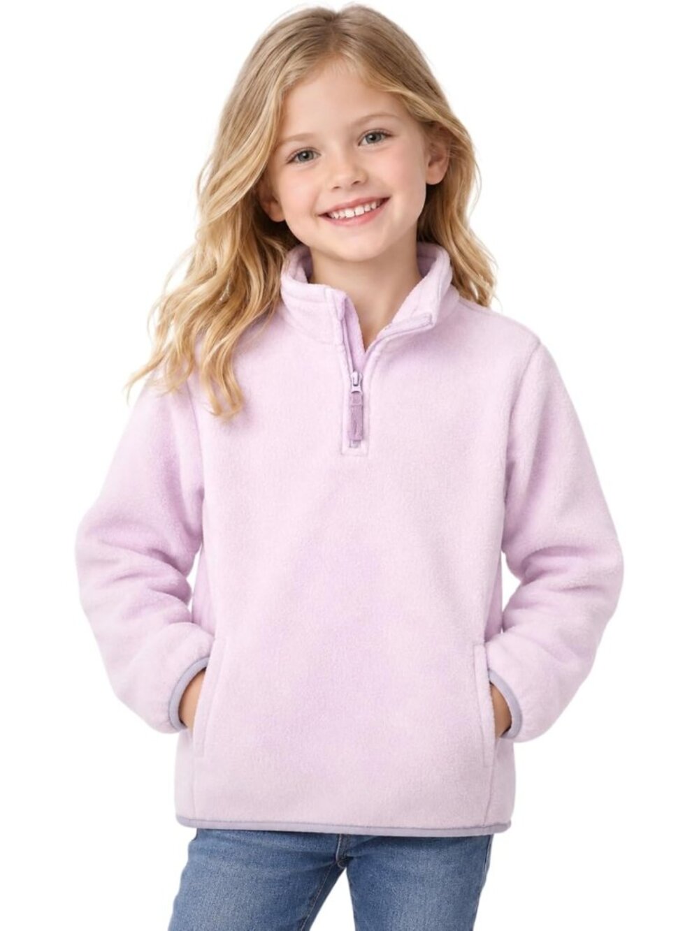 Cozy Fleece Quarter Zip Pullover Jacket for Toddler Boys & Girls, Ages 2-12